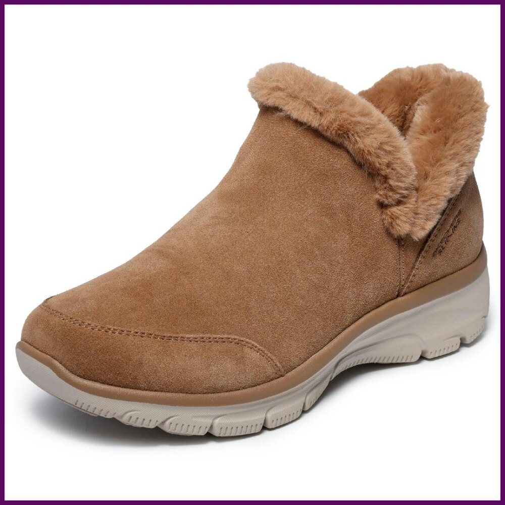 Hands-Free Slip-On Booties with Memory Foam, Sued… - image 1